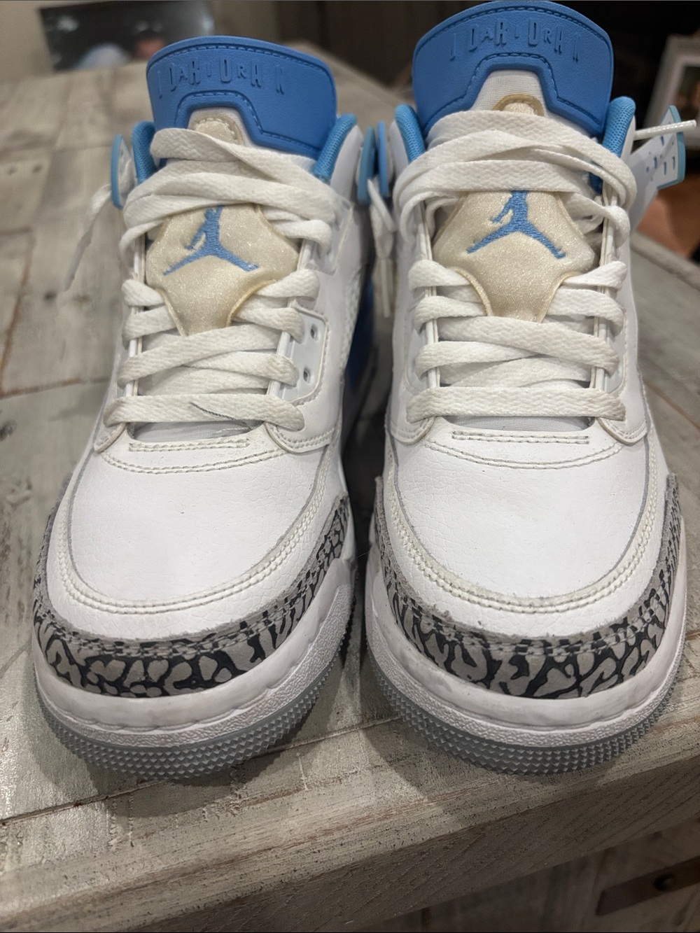 Jordan Kids White & University Blue Retro-Style Sneakers